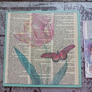 Vintage Dictionary Page Art with Fairy Baby and Butterfly